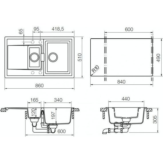Кухонная мойка Schock Eton 60D 700697, бронза - фото 2