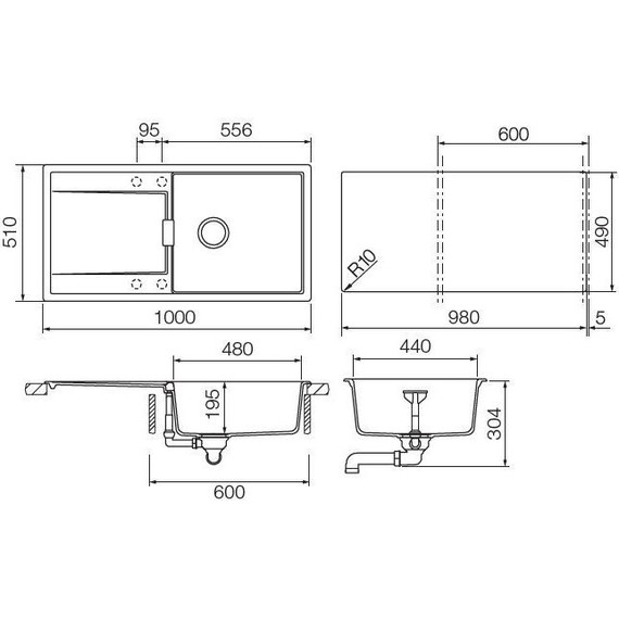 Кухонная мойка Schock Eton 60D Large 700920, поларис - фото 2