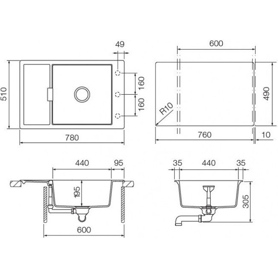 Кухонная мойка Schock Eton 60D Small 700913, бронза - фото 2