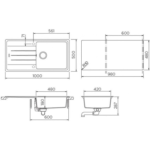 Кухонная мойка Schock Element 60D Large 700945, альпина - фото 3