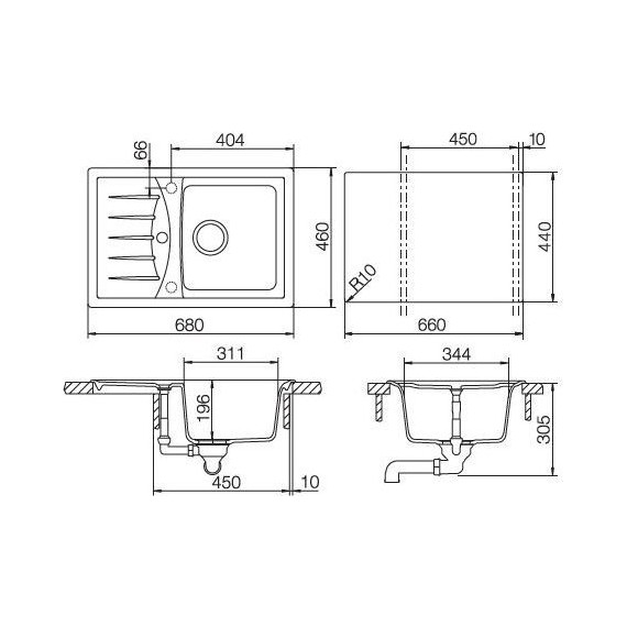 Кухонная мойка Schock Genius 45D Small 700254, альпина - фото 3