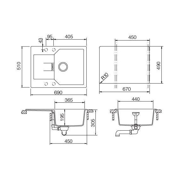 Кухонная мойка Schock Manhattan 45D 700585, альпина - фото 3
