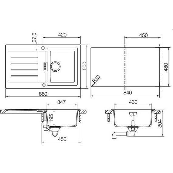 Кухонная мойка Schock Primus 45D 700347, оникс - фото 4