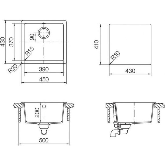 Кухонная мойка Schock Quadro 50 700509, оникс - фото 4