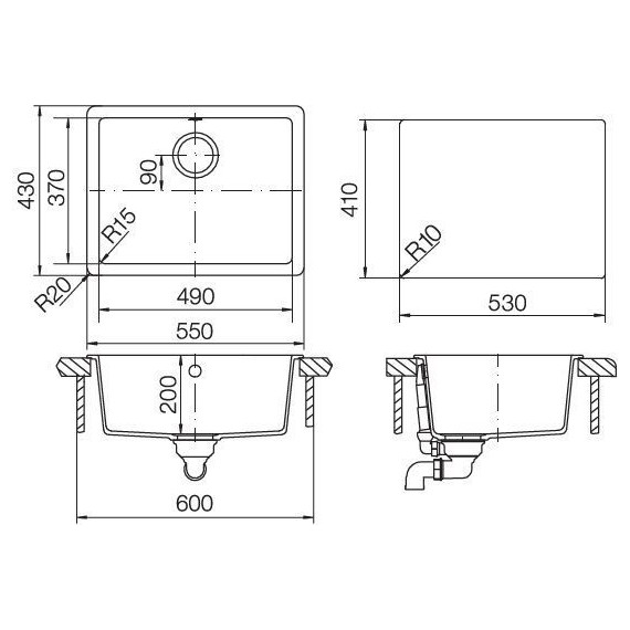 Кухонная мойка Schock Quadro 60 700522, саббиа - фото 3