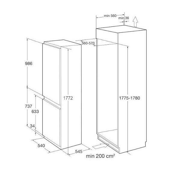 Встраиваемый двухкамерный холодильник Korting KSI 17860 CFL - фото 5