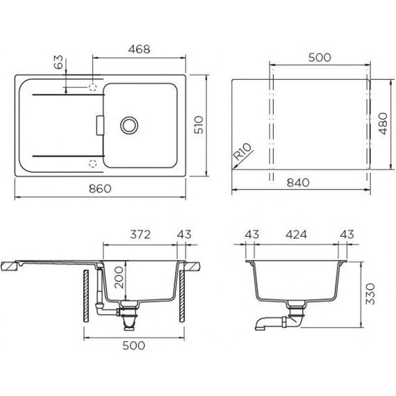 Кухонная мойка Schock Wembley 50D 700956, бронза - фото 2
