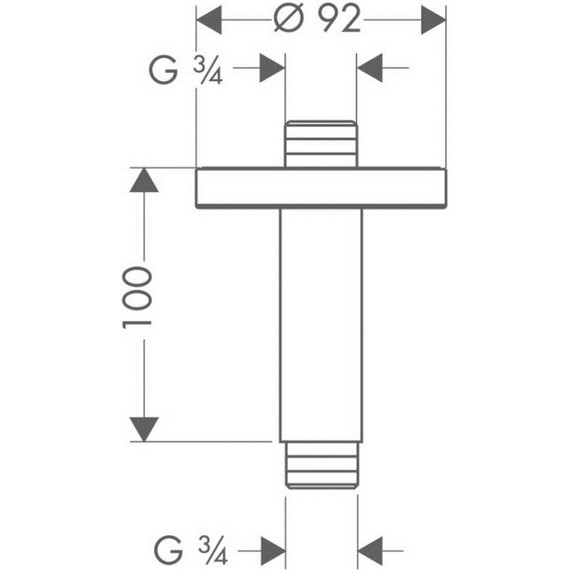 Кронштейн потолочный для верхнего душа Hansgrohe 100 мм 27418000 - фото 2