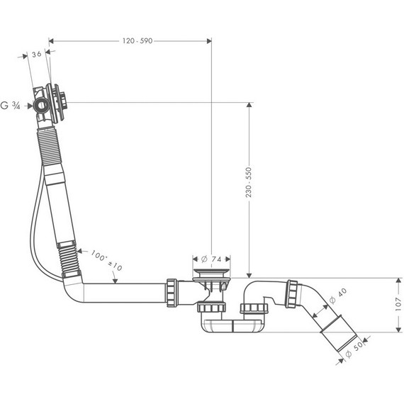 Сифон для ванны Hansgrohe Exafill S 58116180 - фото 2