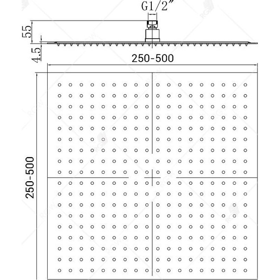 Верхний душ RGW SP-82B 21148250-04, нержавеющая сталь, 500х500 мм, черный - фото 3