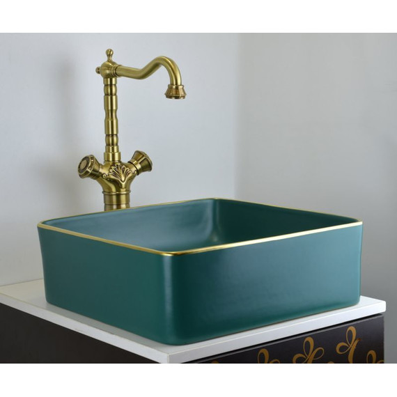 Раковина-чаша Bronze de Luxe 40 см 1063, зеленый/золото - фото 4