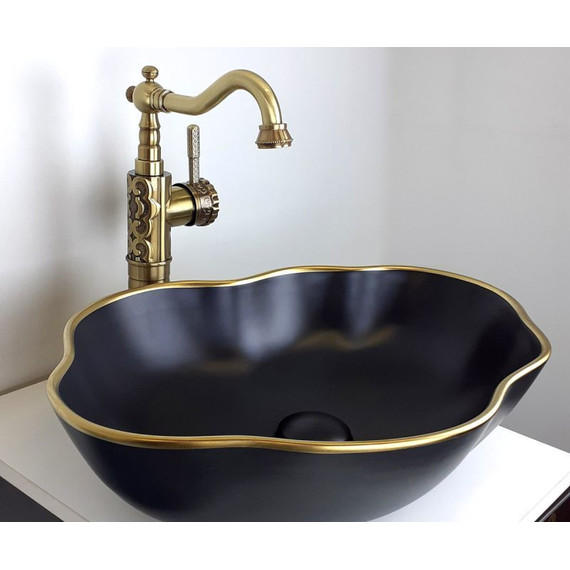 Раковина-чаша Bronze de Luxe 50 см 1395, черный/золото - фото 2