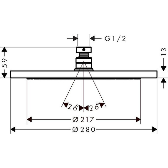 Верхний душ Hansgrohe Croma 280 1jet 26220140, латунь, бронза - фото 2