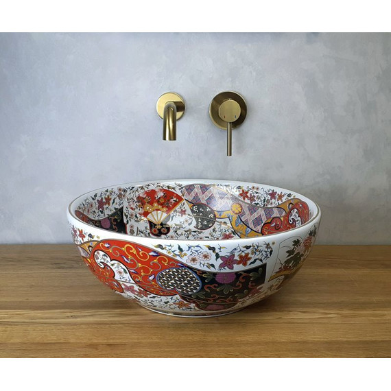 Раковина-чаша Bronze de Luxe Festival 40 см 2231, красная с орнаментом - фото 4