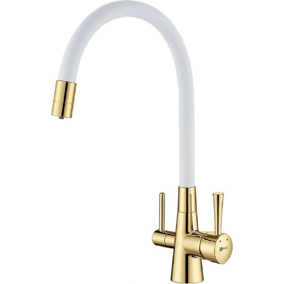 Смеситель для кухни Lemark Comfort LM3075G-White, золото/белый - фото 