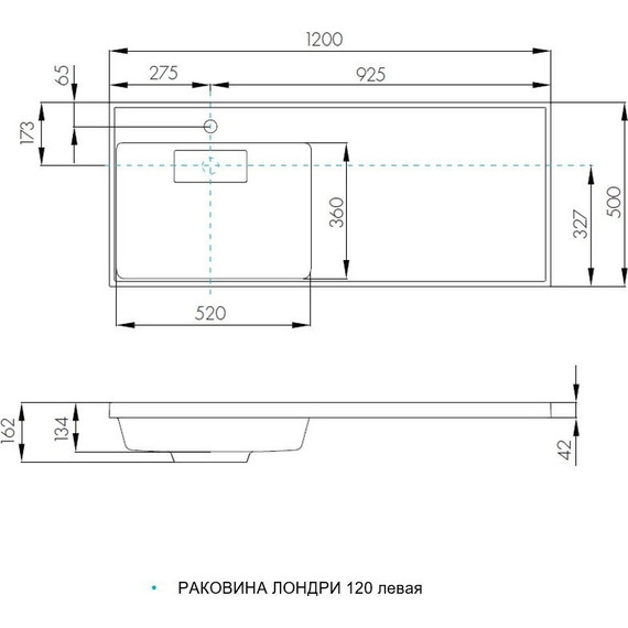 Раковина над стиральной машиной Акватон Лондри 120 см 1A72843KLH01L (раковина слева) - фото 8