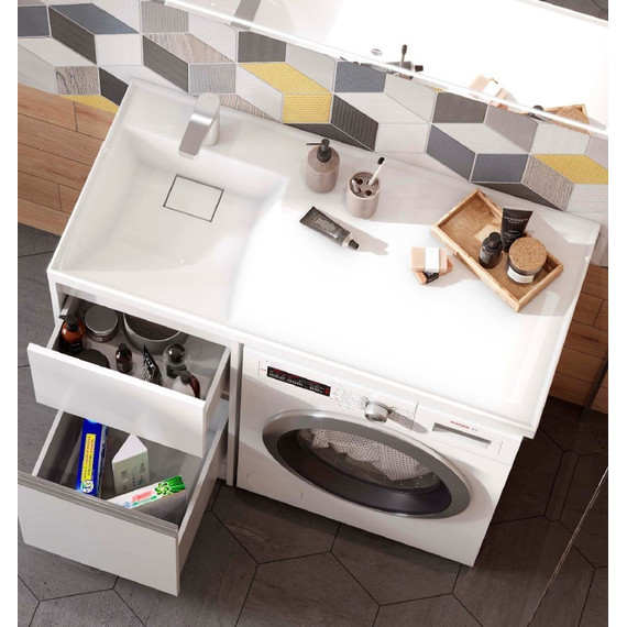 Тумба напольная с раковиной-столешницей Акватон Лондри 105 см 1A2360K0LH010 (раковина слева) - фото, картинка 6 Тумба напольная с раковиной-столешницей Акватон Лондри 105 см 1A2360K0LH010 (раковина слева) - фото 6