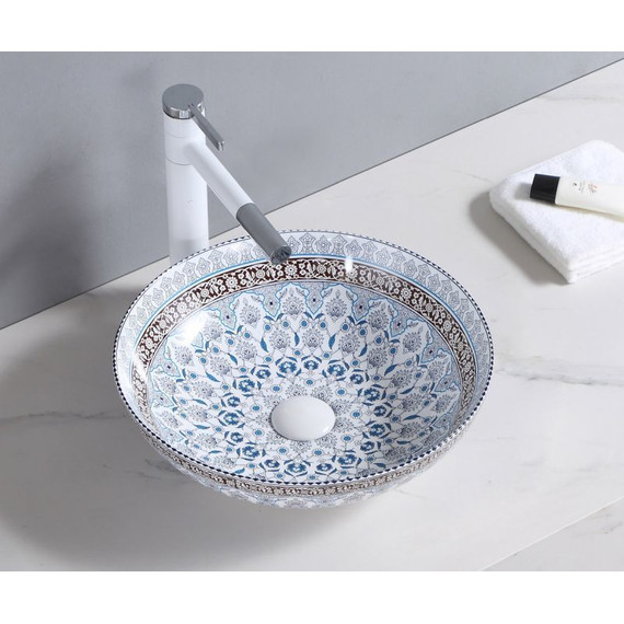 Раковина-чаша Bronze de Luxe Марракеш 40 см 1008, белый глянец с декором - фото 5