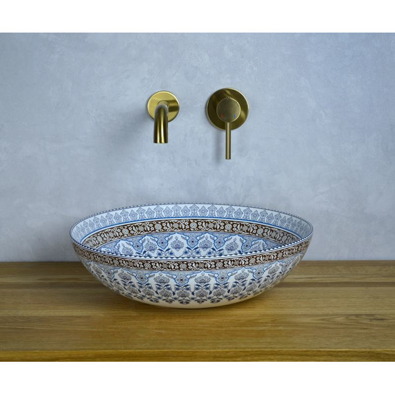 Раковина-чаша Bronze de Luxe Марракеш 40 см 1008, белый глянец с декором - фото 7