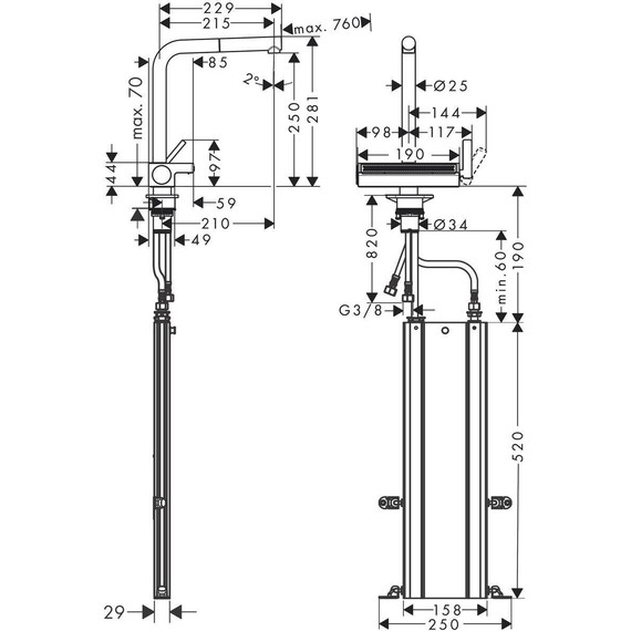 Смеситель для кухни Hansgrohe Aquno Select M81 73830800, цвет сталь - фото 9