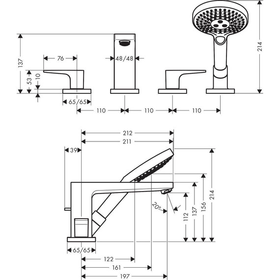 Смеситель для ванны Hansgrohe Metropol 32552000 - фото 4