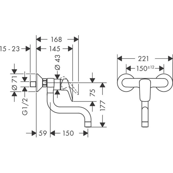 Смеситель для кухни настенный Hansgrohe Logis M31 71836000 - фото 2