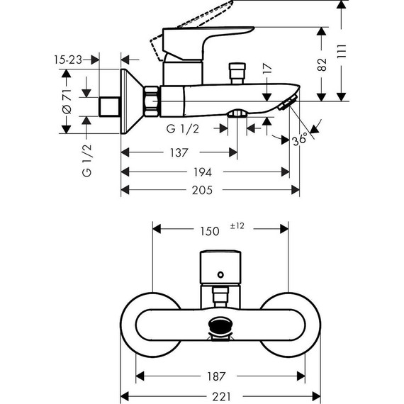 Смеситель для ванны Hansgrohe Talis E 71740340, черный хром - фото 2