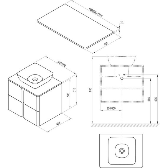 Тумба подвесная со столешницей Ravak Balance 600 X000001366, белый - фото, картинка 2 Тумба подвесная со столешницей Ravak Balance 600 X000001366, белый - фото 2