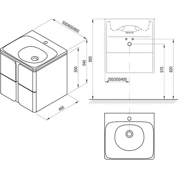 Тумба подвесная с раковиной Ravak Balance 600 X000001367, белый/графит - фото 8