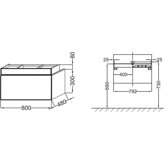 Тумба подвесная с раковиной Jacob Delafon Terrace 80 см EB1186-G1C, белый - фото 6