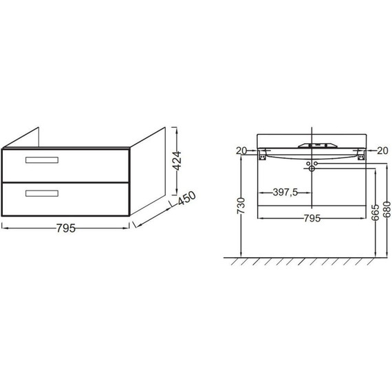 Тумба подвесная с раковиной Jacob Delafon Rythmik 80 см EB1303-E10, квебекский дуб - фото 5