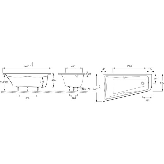 Ванна акриловая Jacob Delafon Odeon Up 160х90 см L E6065RU-00 - фото 9