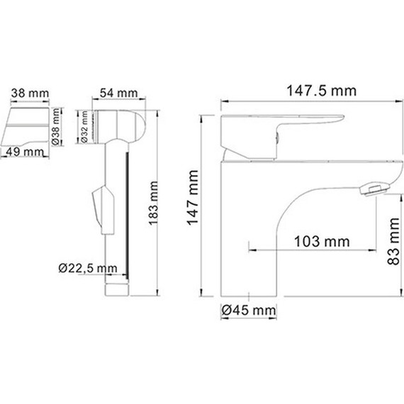 Смеситель для раковины с лейкой для биде WasserKraft Leine 3508 - фото 4
