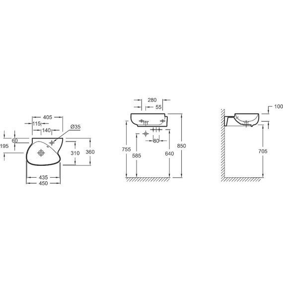 Тумба подвесная с раковиной Jacob Delafon Nouvelle Vague 45 см R EB3045D-E73, фактурный дуб - фото, картинка 4 Тумба подвесная с раковиной Jacob Delafon Nouvelle Vague 45 см R EB3045D-E73, фактурный дуб - фото 4
