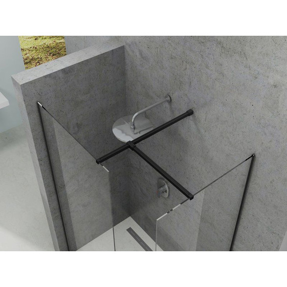 Душевое ограждение Ravak Walk-In Wall+Walk-In Wall 100х80 см (стекло 8 мм), чёрный/прозрачное - фото 3