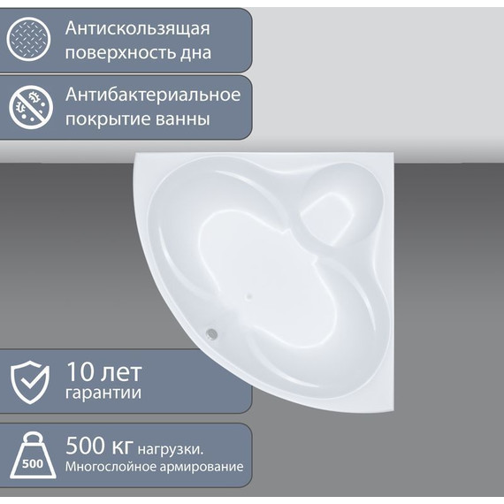 Ванна акриловая 1600х1600х680 Тритон Сабина с каркасом - фото 7