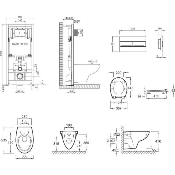 Инсталляция с подвесным безободковым унитазом Jacob Delafon Patio E21740RU-00 - фото 6