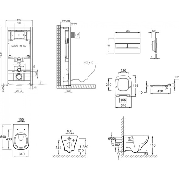 Инсталляция с подвесным безободковым унитазом Jacob Delafon Struktura E21741RU-00 - фото 7