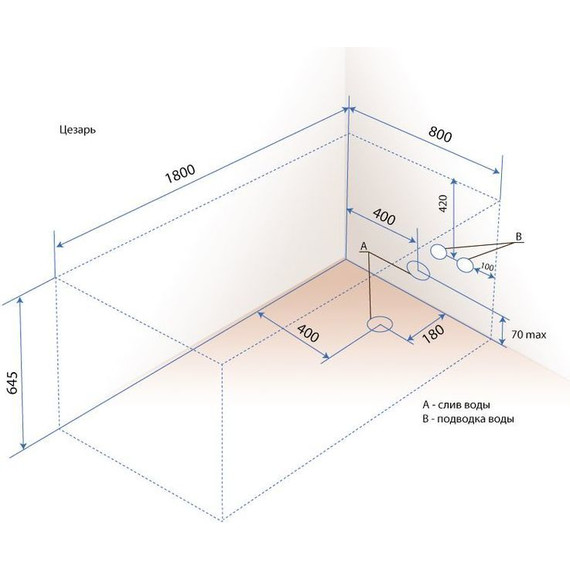 Ванна акриловая 1800х800х645 Тритон Цезарь с каркасом - фото 8