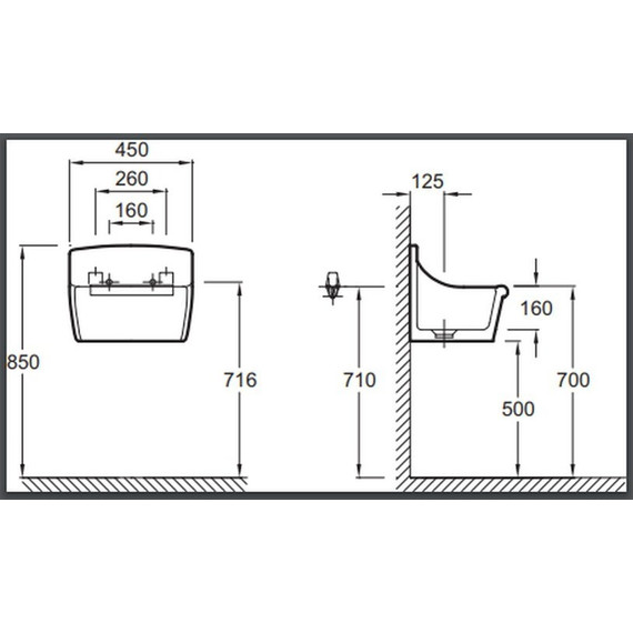 Раковина подвесная Jacob Delafon Norma 45 см E1899-00 - фото 2