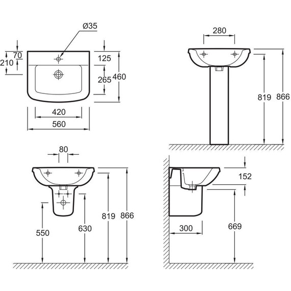Раковина подвесная Jacob Delafon Panache 56 см E1434-00 - фото 8