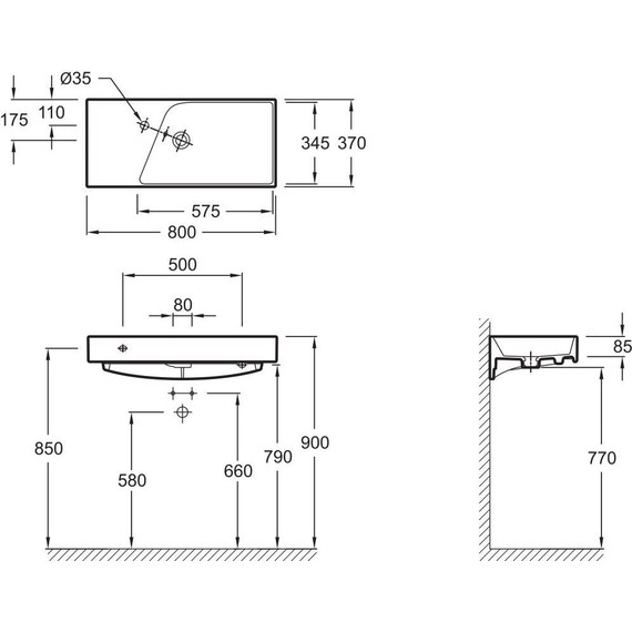 Раковина подвесная Jacob Delafon Rythmik 80х37 см EXP112-00 - фото 5