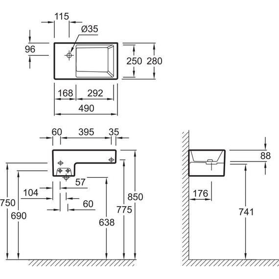 Раковина подвесная Jacob Delafon Terrace 49 см EGA012-00 - фото 5