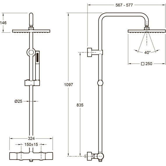 Душевая стойка с термостатом Jacob Delafon Brigitte E32850-CP - фото, картинка 5 Душевая стойка с термостатом Jacob Delafon Brigitte E32850-CP - фото 5