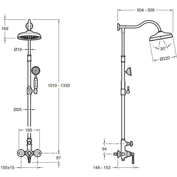 Душевая стойка Jacob Delafon Cleo 1889 E24311-BGG, глянцевое золото - фото 8