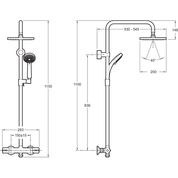 Душевая стойка с термостатом Jacob Delafon July E5523-CP - фото, картинка 15 Душевая стойка с термостатом Jacob Delafon July E5523-CP - фото 15