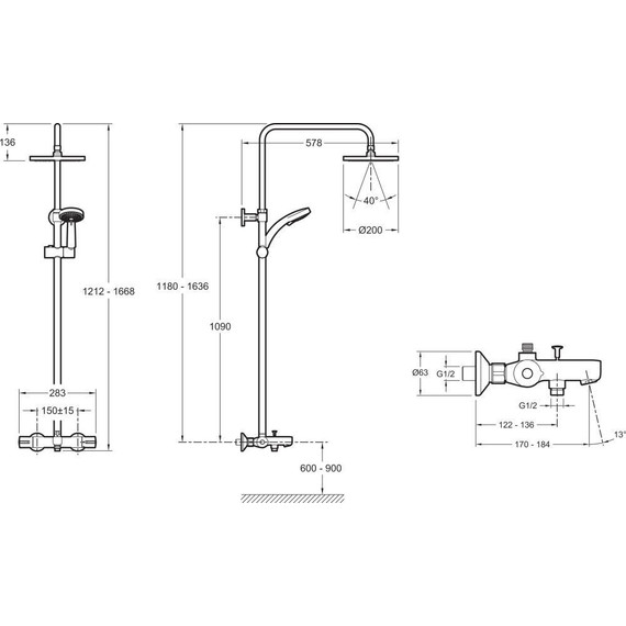 Душевая стойка с термостатом Jacob Delafon July E99741-CP - фото, картинка 14 Душевая стойка с термостатом Jacob Delafon July E99741-CP - фото 14