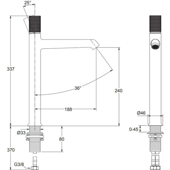Смеситель для умывальника высокий Jacob Delafon Rivoli E24168-CP - фото, картинка 3 Смеситель для умывальника высокий Jacob Delafon Rivoli E24168-CP - фото 3