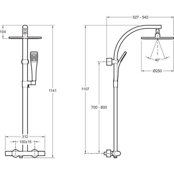 Душевая стойка с термостатом Jacob Delafon Talan E11717RU-CP - фото, картинка 11 Душевая стойка с термостатом Jacob Delafon Talan E11717RU-CP - фото 11
