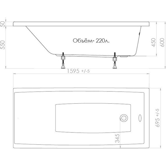 Ванна акриловая Тритон Джена 160х70 см, Размер - мм: 1600х700 - фото, картинка 13 Ванна акриловая Тритон Джена 160х70 см, Размер - мм: 1600х700 - фото 13